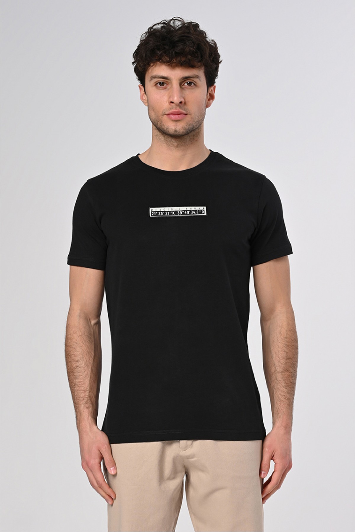 Koordinat Tasarım Pamuk Siyah T-shirt
